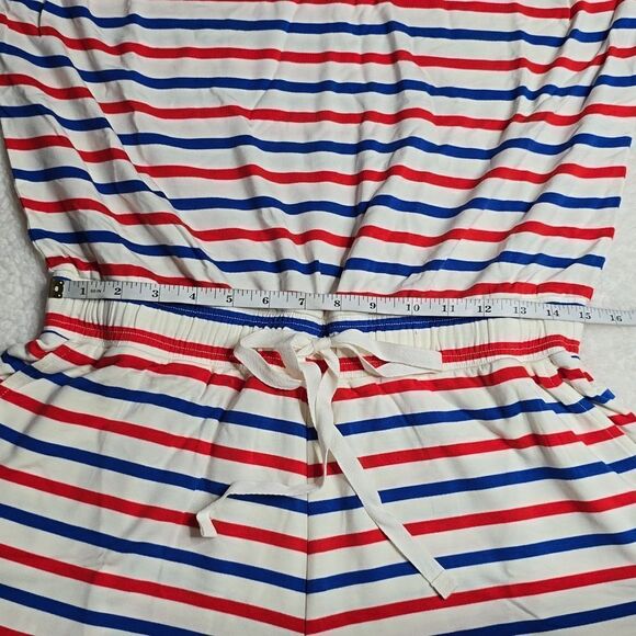 431 NWT Lou & Grey Striped Pleated Sleeve Signaturesoft Romper Size Large - Picture 6 of 6